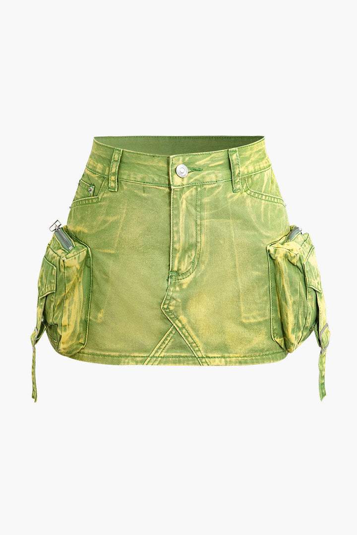 Faded Pocket Denim Mini Skirt