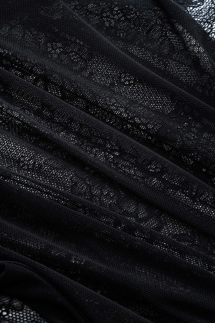 Mesh Lace Cut Out Bustier Sleeveless Bodysuit