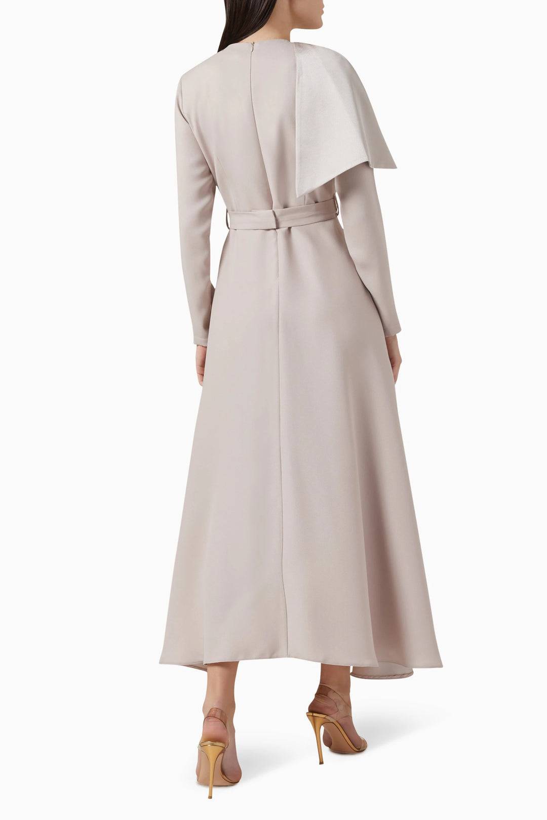 long-sleeve gown with bow-shoulder detail – VIVIENNE