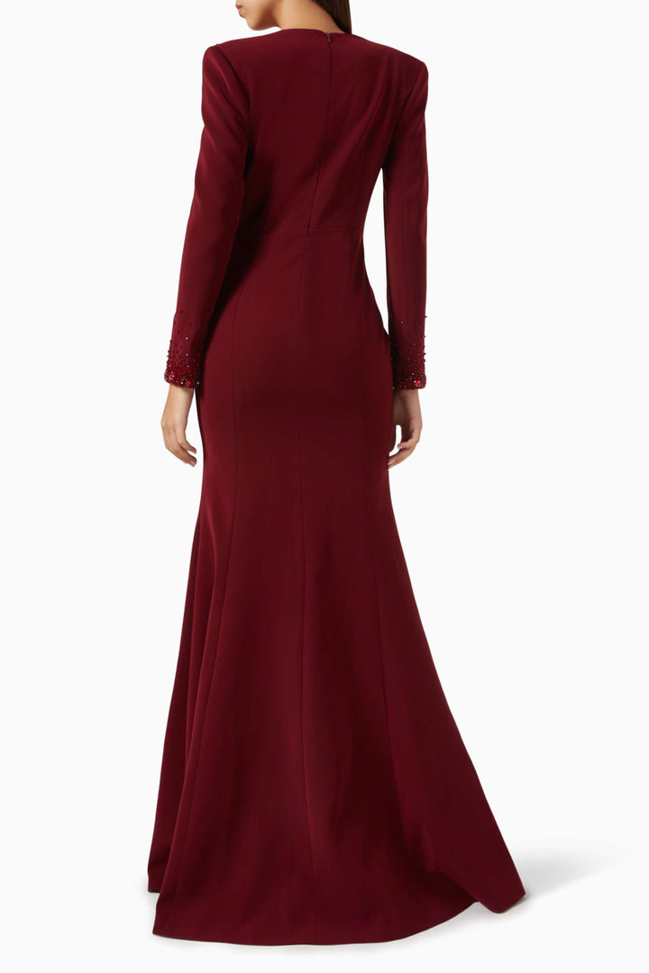 Embellished V-neck mermaid gown – SCARLETTA
