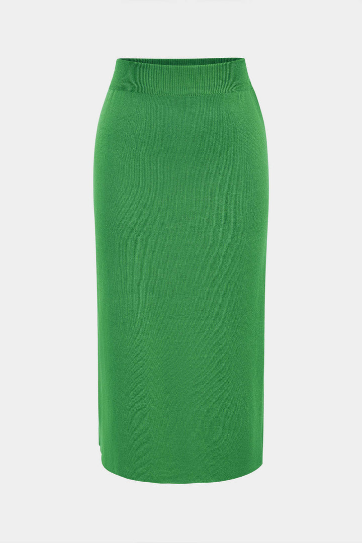 Knit Gigot Sleeve And Skirt Set