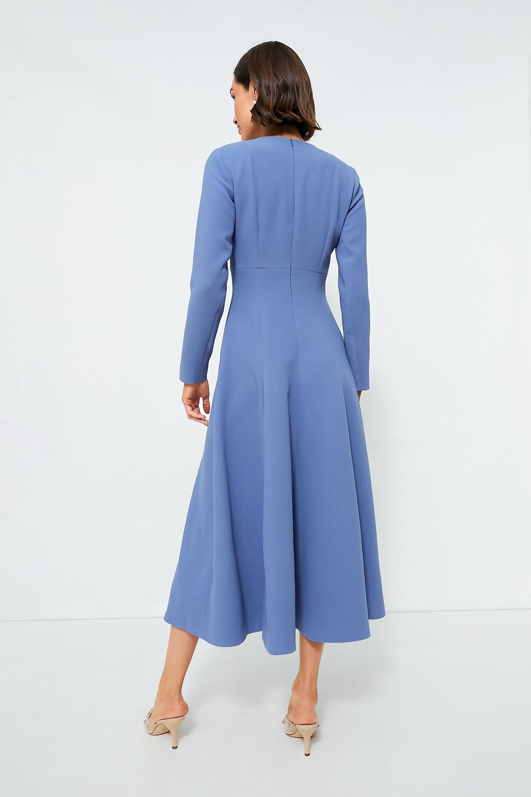 long-sleeve gathered midi dress – CELINA