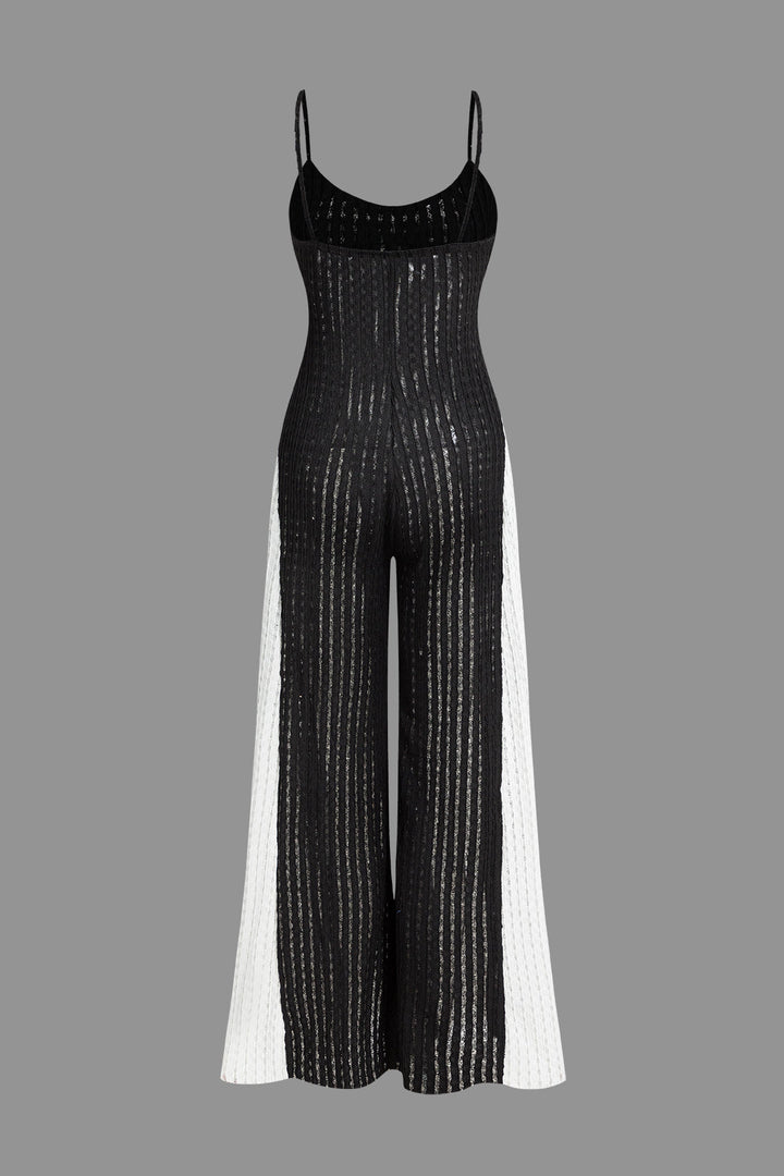 Cut Out Contrast Patchwork Slip Jumpsuit
