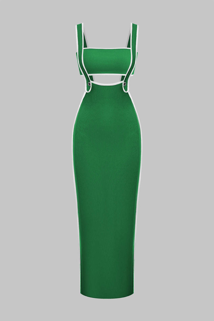 Contrast Trim Tube Top And Pinafore Dress Set