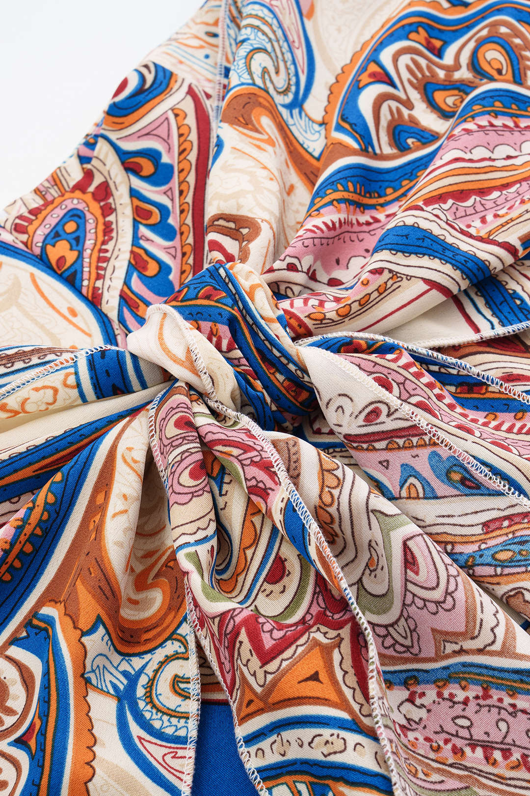 Bohemian Print Knotted Tie Front High Waist Shorts