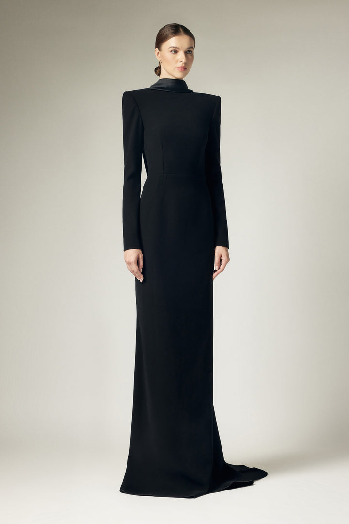 structured high-neck column gown – VESPERA