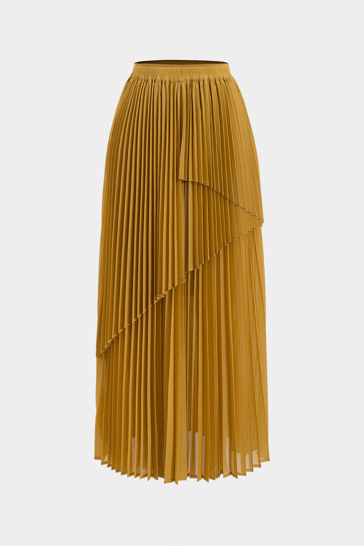 Tie Front Long Sleeve Top And Pleated Skirt Set
