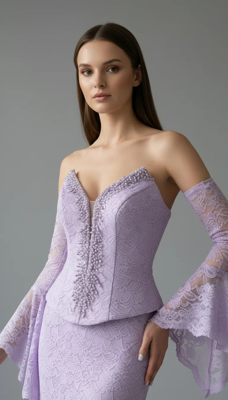 Mermaid-style evening dress with a corset-embellished bodice 2471 - SILSA
