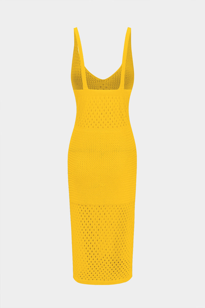Knit Hollow Out Slip Slit Dress