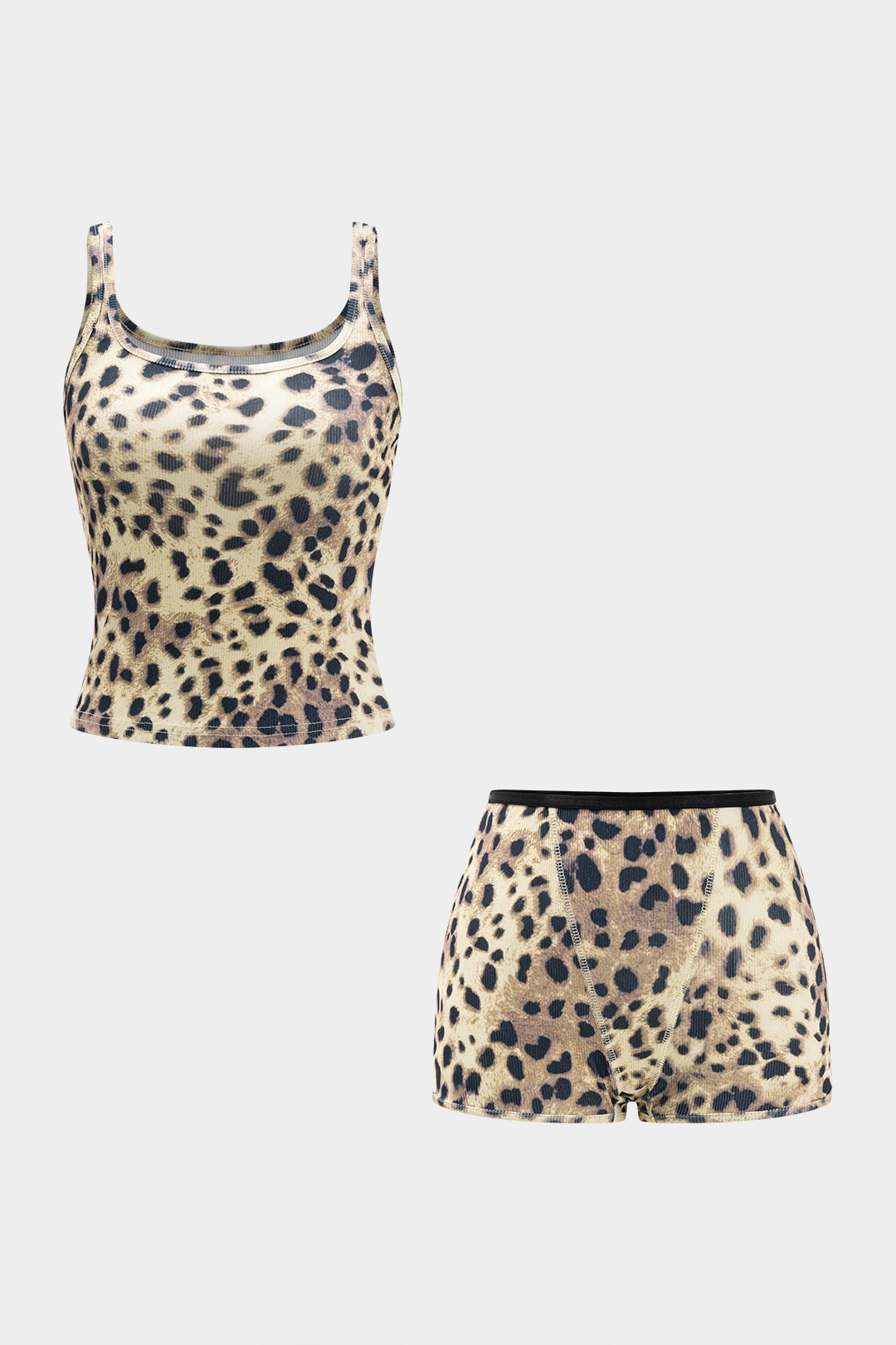 Leopard Print Vest And Shorts Set