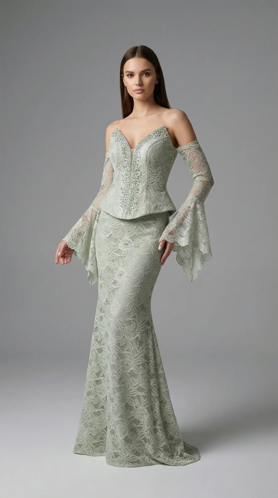 Mermaid-style evening dress with a corset-embellished bodice 2471 - SILSA