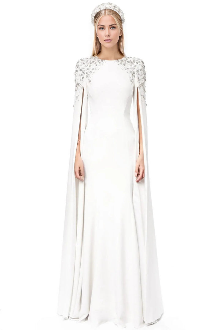 Embellished shoulder cape gown – Lorila