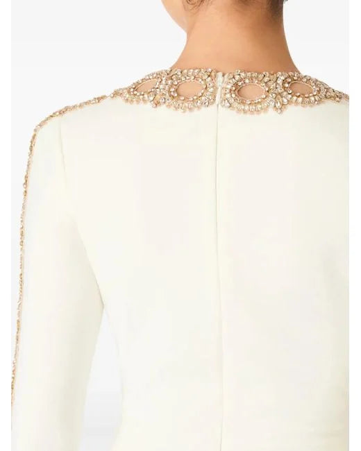 Plissiertes Oberteil mit ausgestellten Ärmeln und Maxirock-Set mit Taillengürtel – Rosiny 