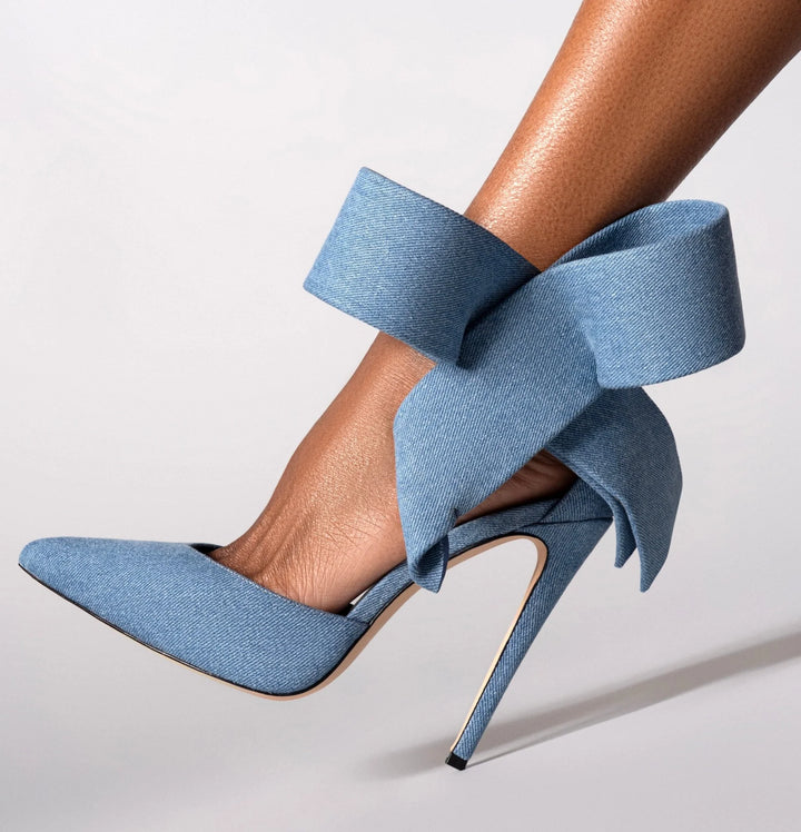 pointed-toe stiletto heels with oversized bow – AURELIA