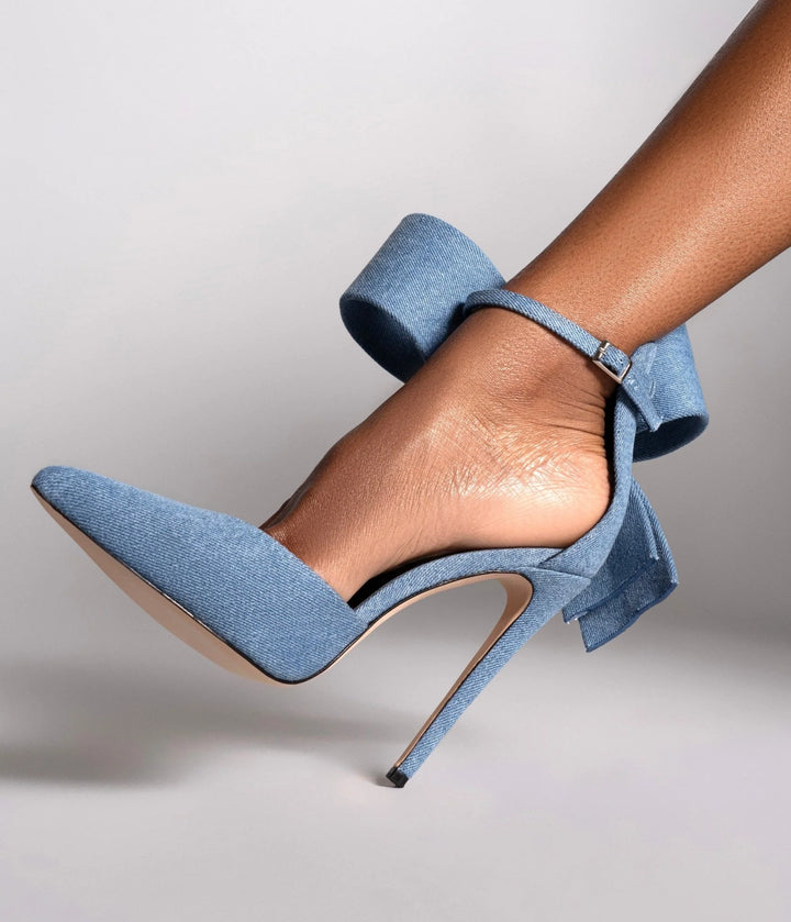 pointed-toe stiletto heels with oversized bow – AURELIA