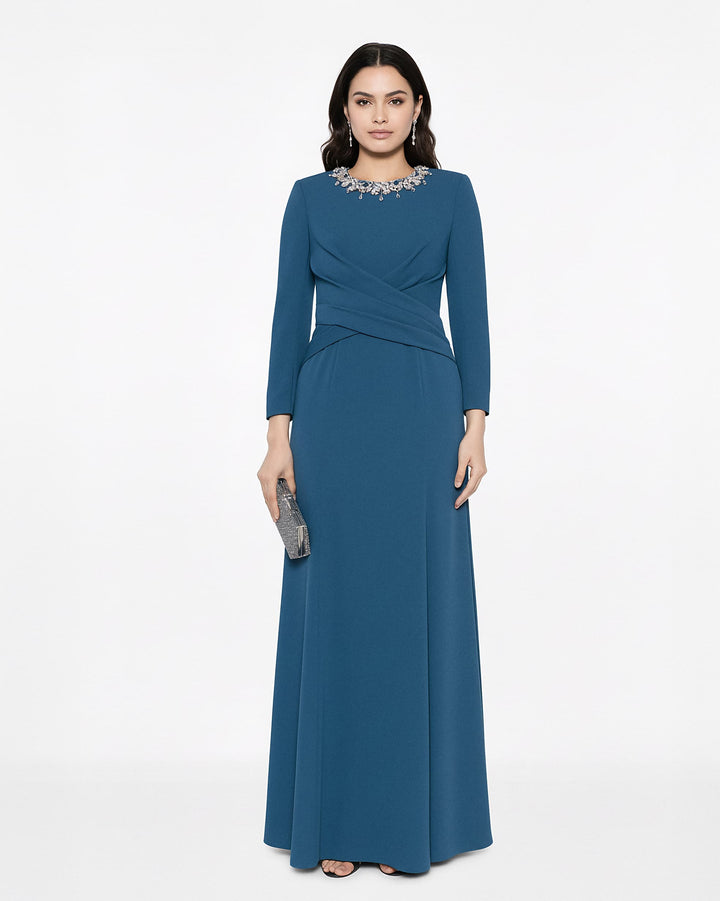crystal neckline gown with draped bodice – Jiase-1