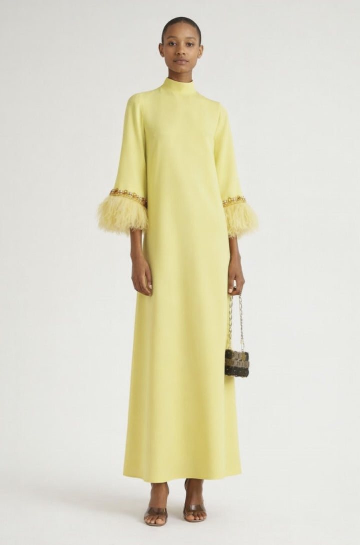 A-line gown with feathered cuffs – Rosien