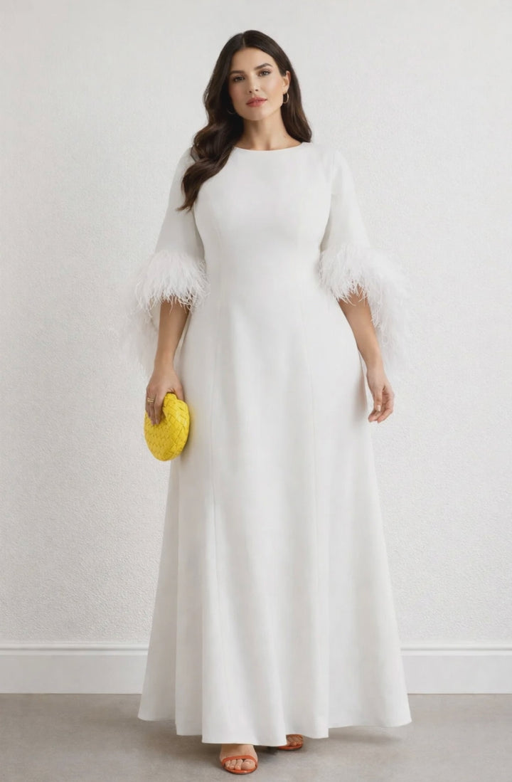 feather-cuff flared gown – Zerien-1