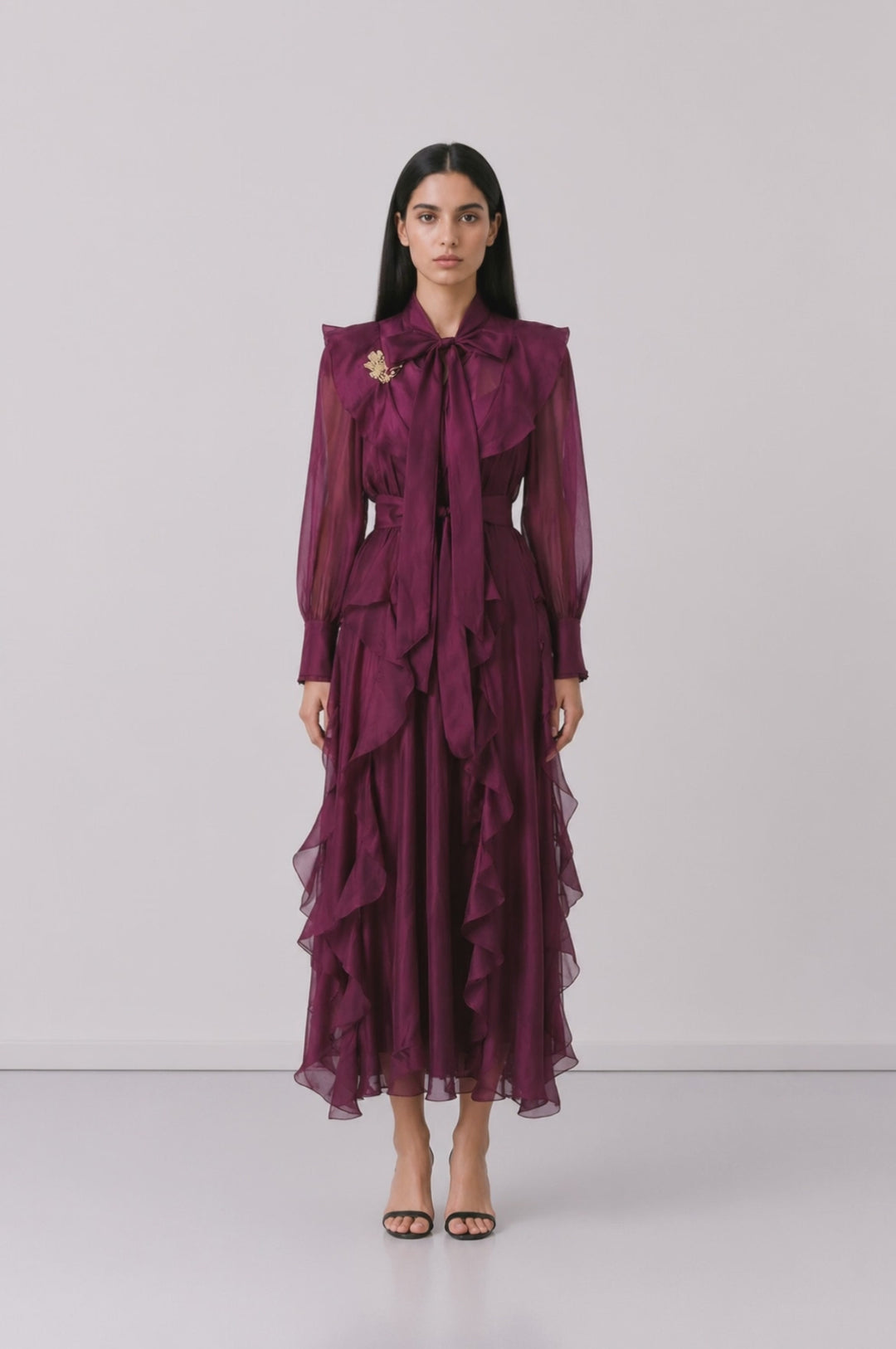 Elegant Ruffle Tie Maxi Dress - Romance