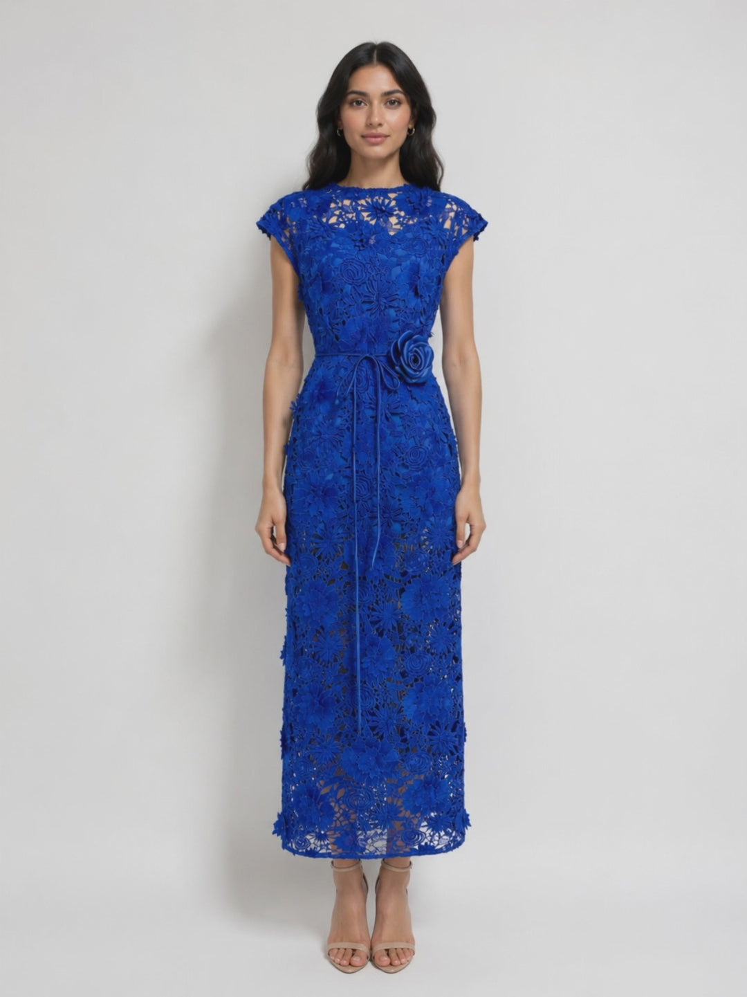 Sunshine Floral Lace Midi Dress - Radiance