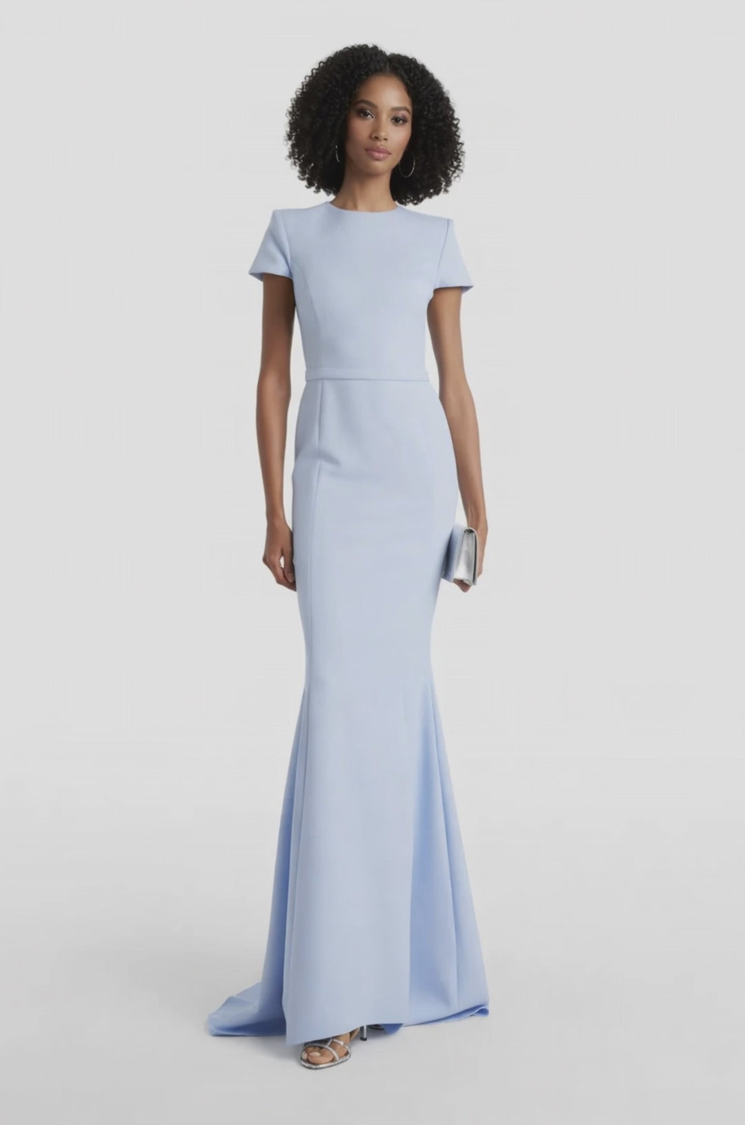 short-sleeve mermaid gown with clean waist seam – AZURIA