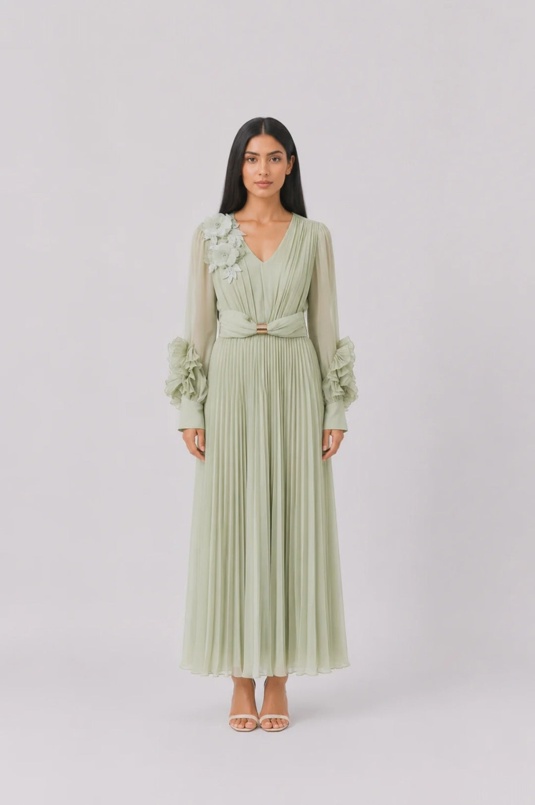Blush Pleated Maxi Dress - Elegance