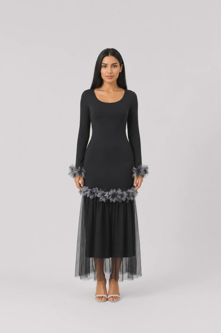 Midnight Bloom Mermaid Dress - Glamour