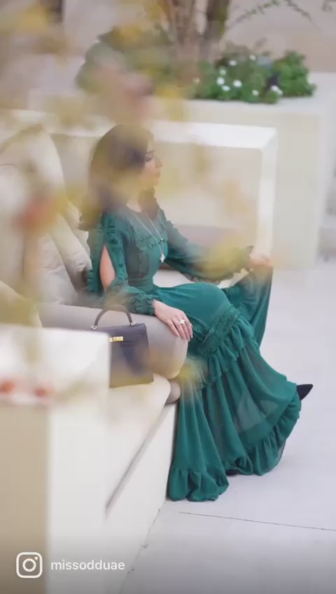 Emerald Ruffle Lace Maxi Dress - grace