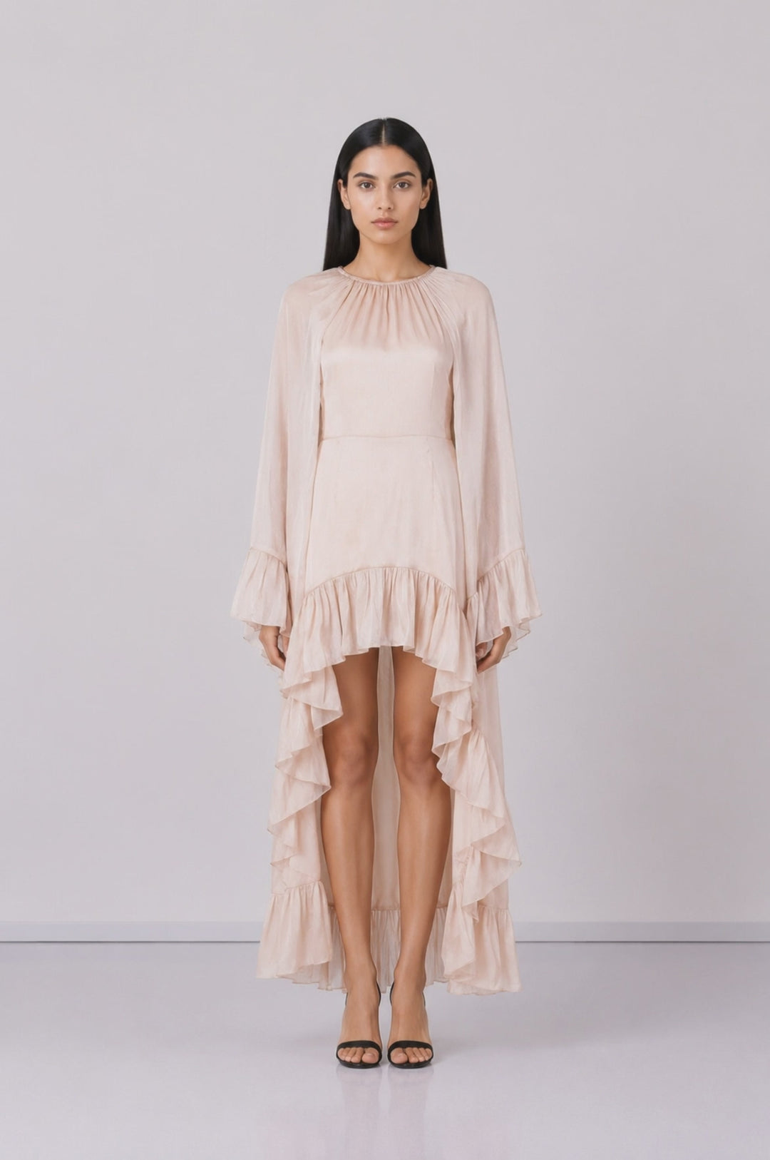 Blush High-Low Ruffle Maxi Dress - Serenity