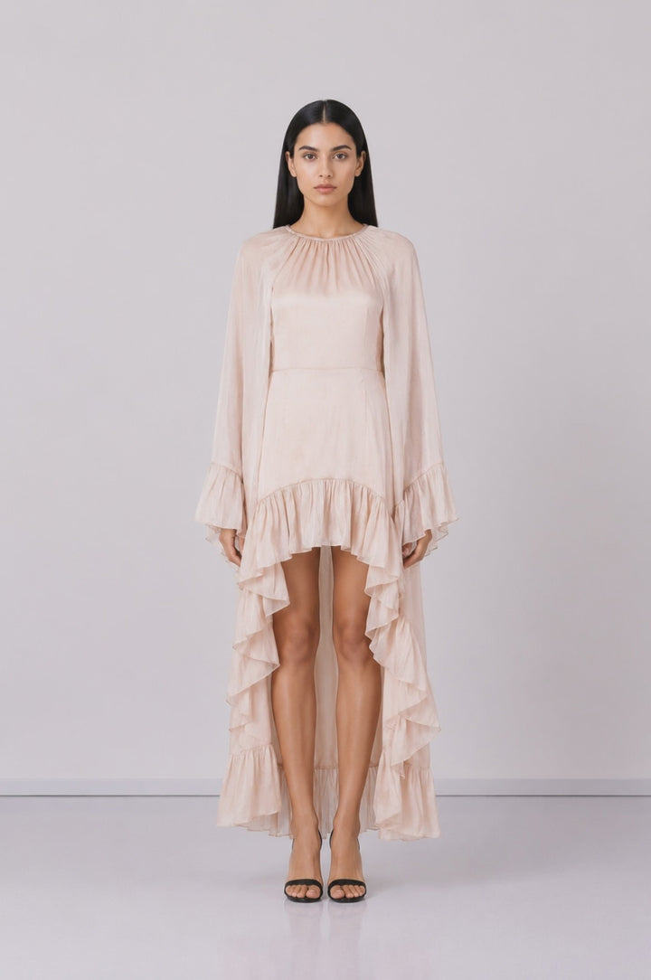 Blush High-Low Ruffle Maxi Dress - Serenity