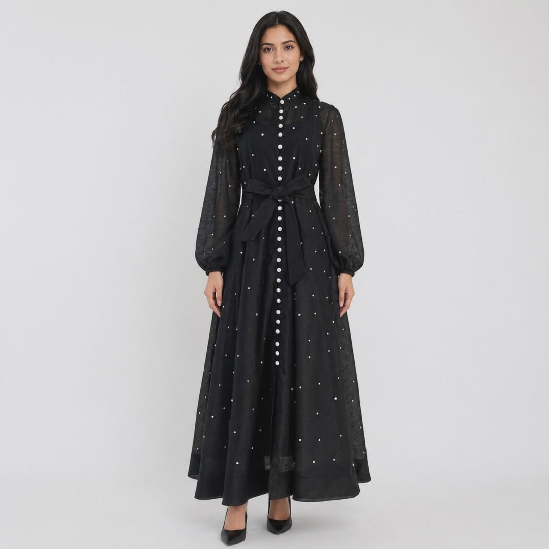 Pearl Embellished Maxi Dress - Midnight