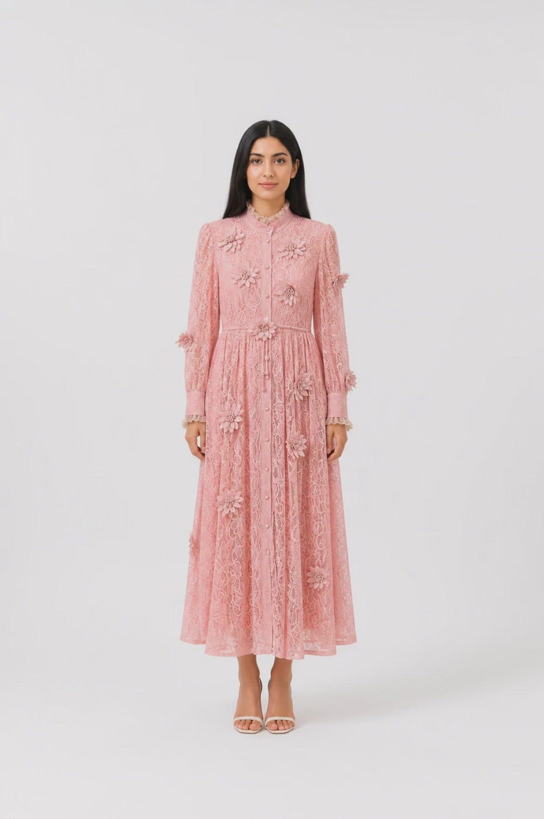 Ivory Floral Lace Maxi Dress - Romance