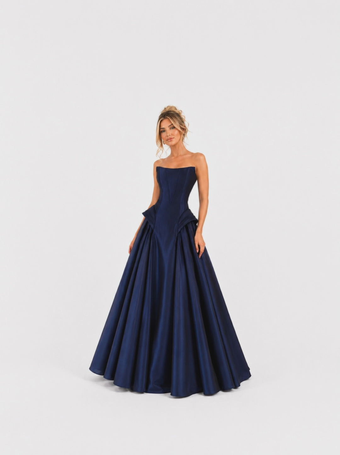 Corset Overskirt Evening Gown - Navy