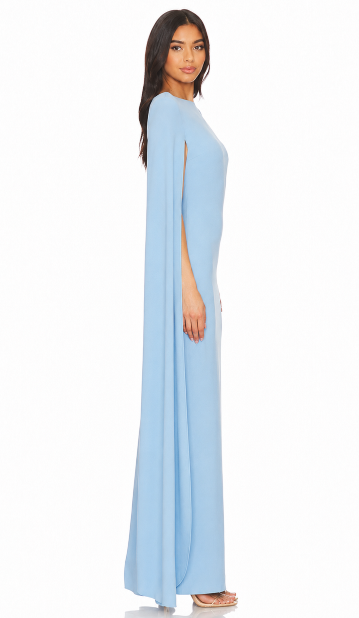 Cape Sleeve Column Maxi Dress - Sky