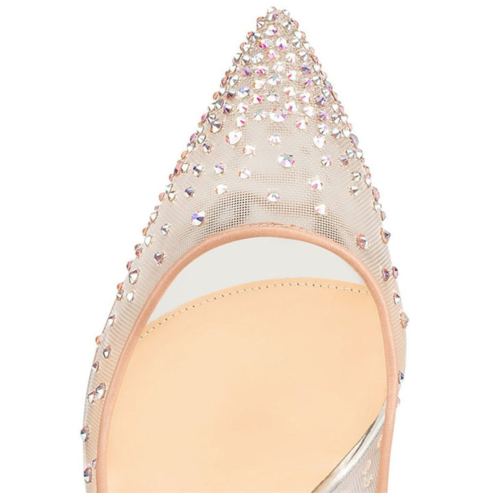 crystal-embellished mesh stiletto pumps - Aamabee
