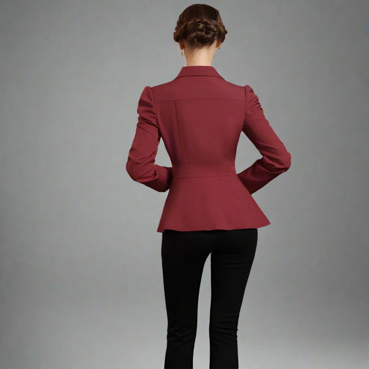 long-sleeve tailored peplum jacket with gold buttons - Aafiynt