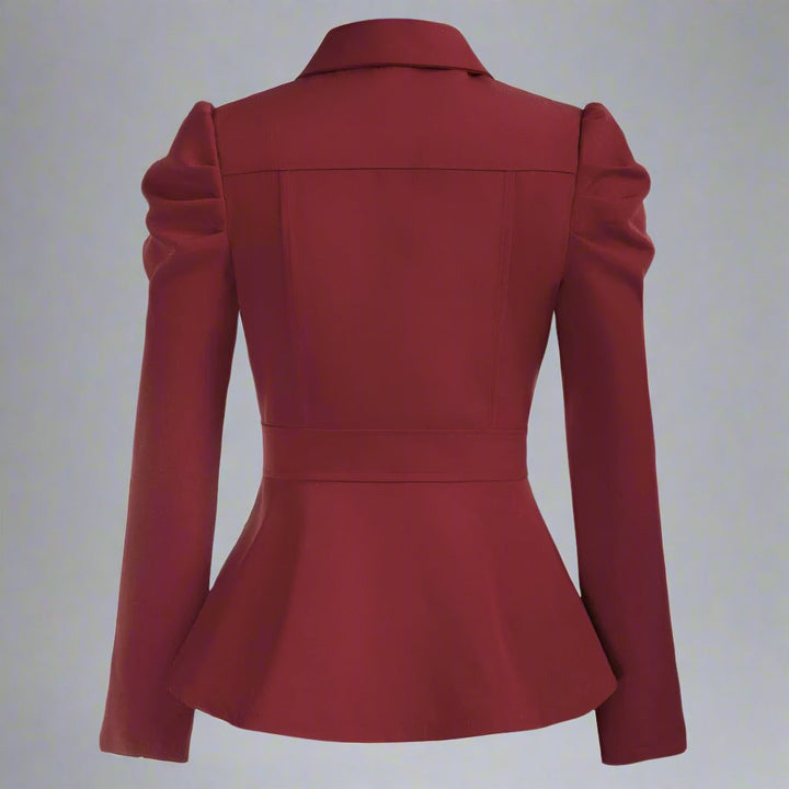 long-sleeve tailored peplum jacket with gold buttons - Aafiynt