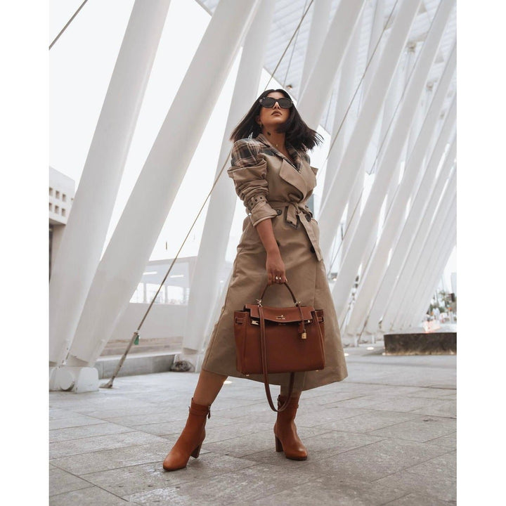 off-shoulder trench coat with contrast lapel - Alice