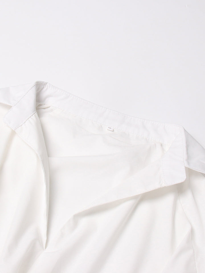 long-sleeve cropped blouse with ruched hem - Fenok