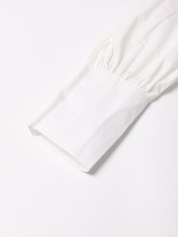long-sleeve cropped blouse with ruched hem - Fenok