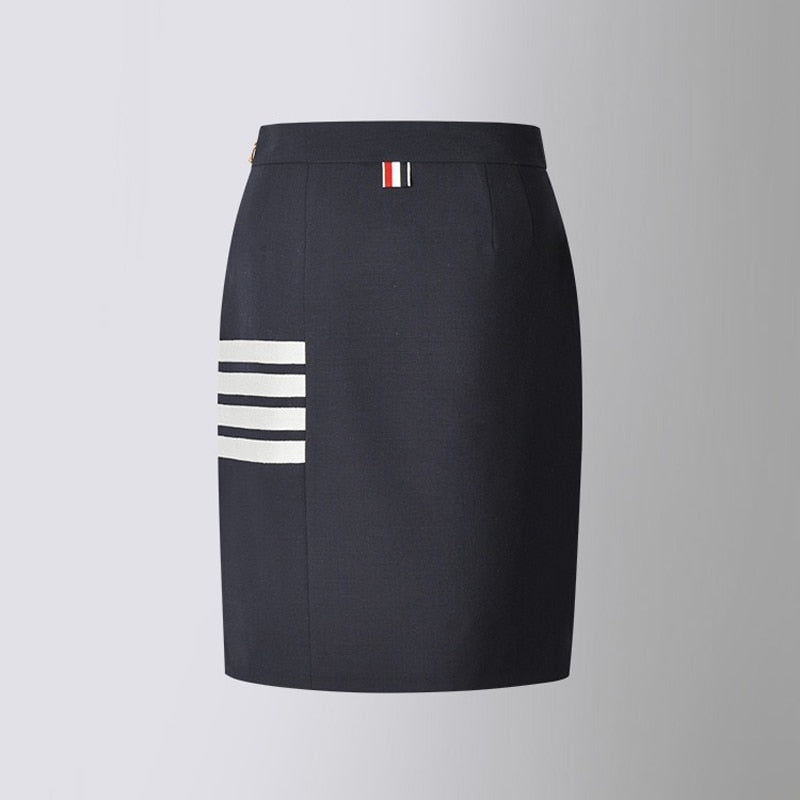 high-waist pencil skirt with side stripes - Adalgisa