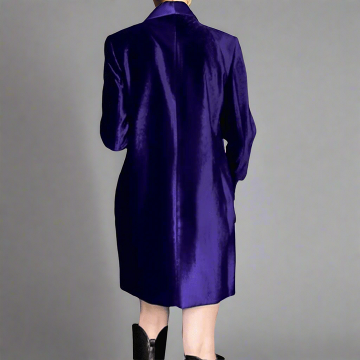velvet double-breasted blazer dress with satin shawl lapel - Epa