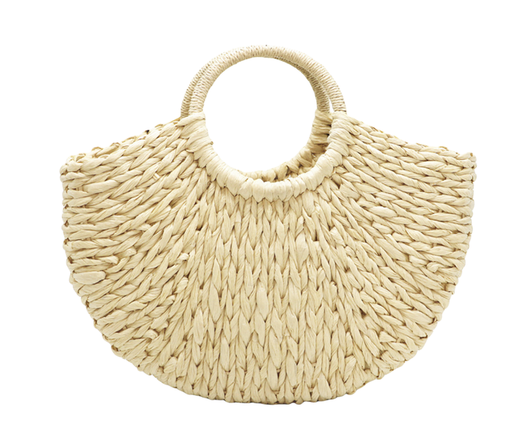 half-moon woven tote bag with round handles - Gewa
