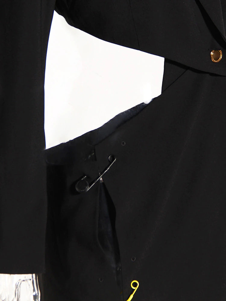 asymmetrical tailored blazer dress with pin detail - Abheera