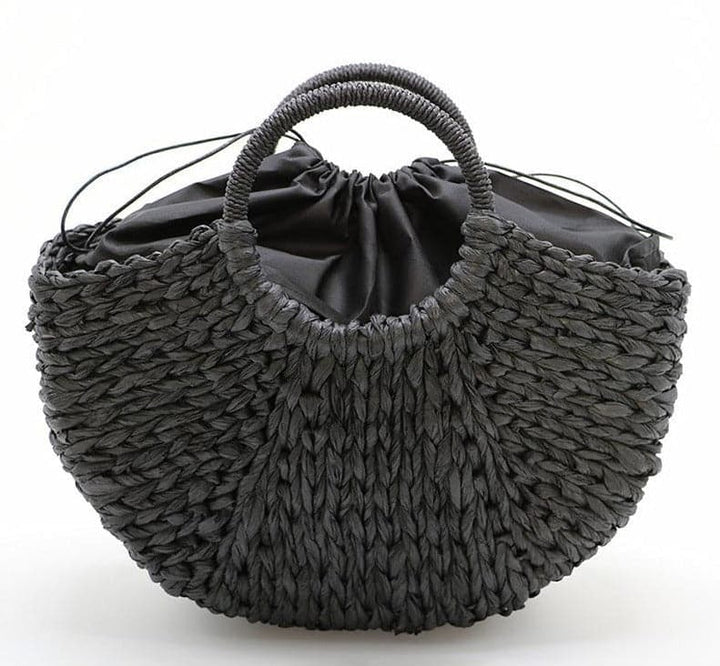 half-moon woven tote bag with round handles - Gewa