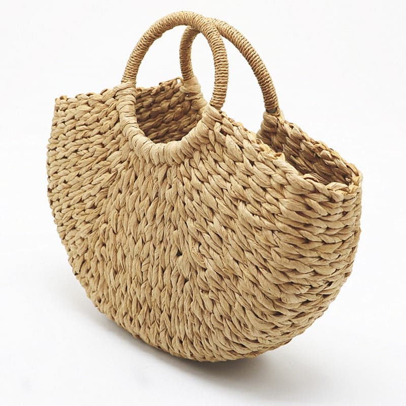 half-moon woven tote bag with round handles - Gewa