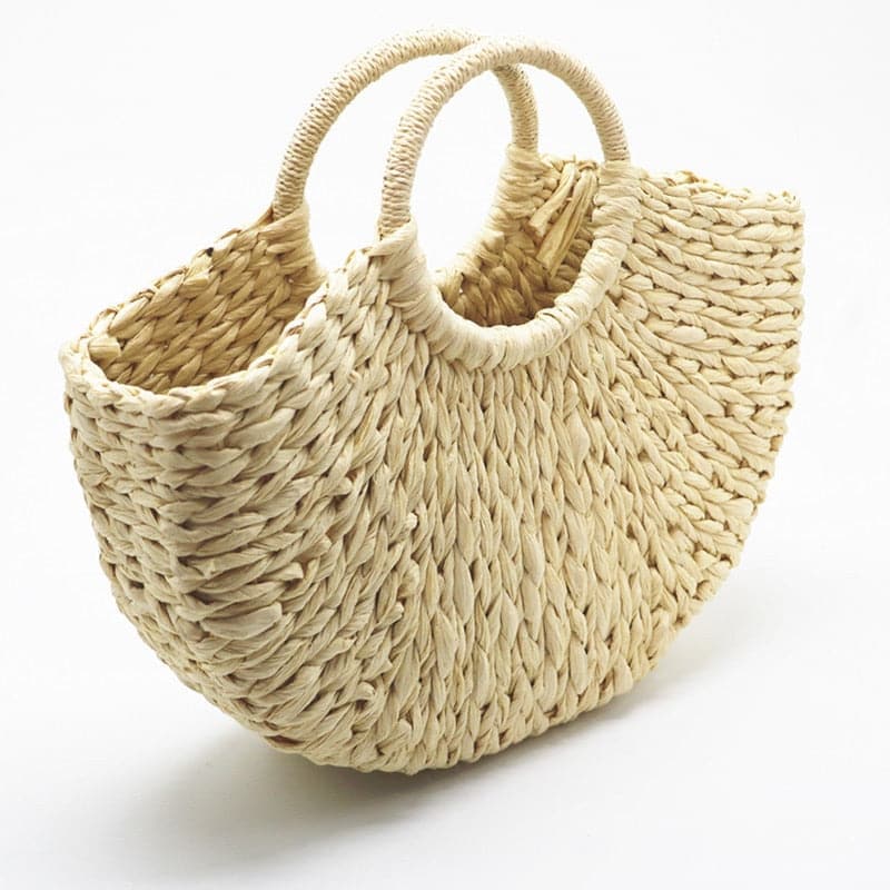 half-moon woven tote bag with round handles - Gewa