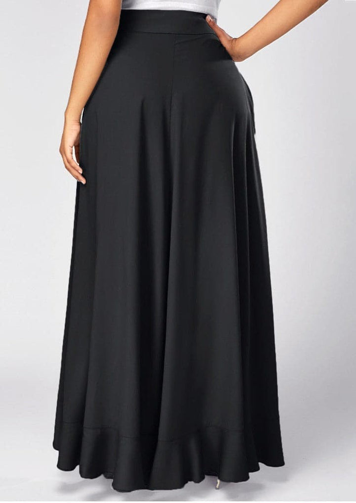 ruffle wrap high-low maxi skirt with tie waist – Daffodil