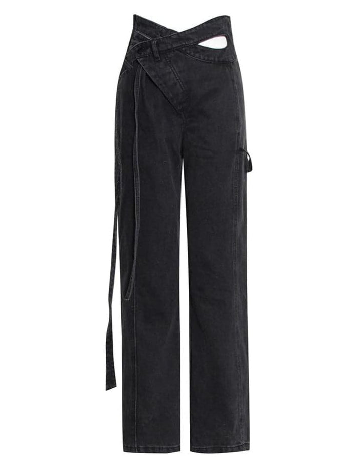 high-waist cutout straight-leg pants - Ahmet