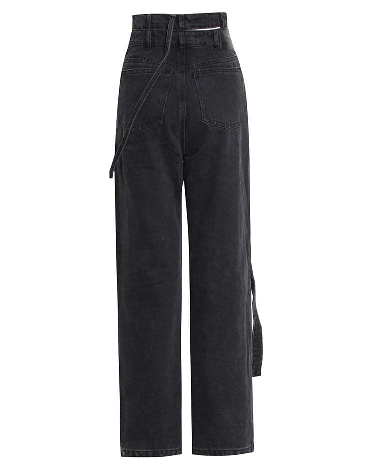 high-waist cutout straight-leg pants - Ahmet